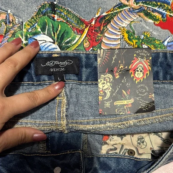 ED HARDY Dragon Womens Denim Mini Skirt - Picture 3 of 3